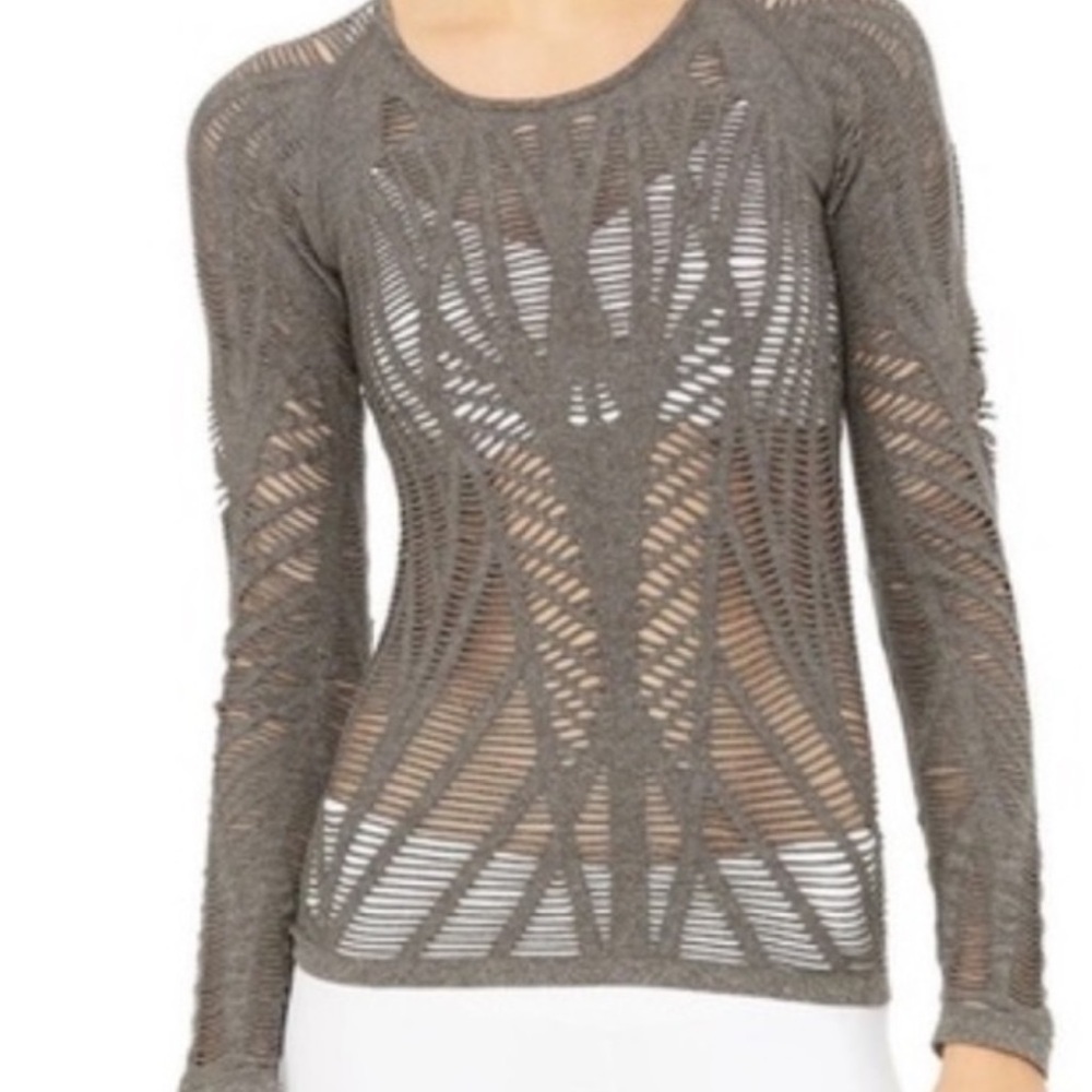 ALO Yoga LS Rust Wanderer Stretch Seamless Cutout Top Size Medium - Picture 14 of 14